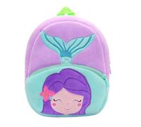 KING CHEER Cute Mini Toddler Backpack for Boys and Girls, Small Plush Kids Rucksack Backpack for Nursery, Preschool, Kindergarten, Travel(Purple Mermaid)