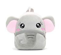 KING CHEER Cute Mini Toddler Backpack for Boys and Girls, Small Plush Kids Rucksack Backpack for Nursery, Preschool, Kindergarten, Travel(Grey Elephant)