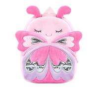 KING CHEER Cute Mini Toddler Backpack for Boys and Girls, Small Plush Kids Rucksack Backpack for Nursery, Preschool, Kindergarten, Travel(Little Butterfly-Pink)