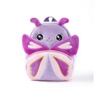 KING CHEER Cute Mini Toddler Backpack for Boys and Girls, Small Plush Kids Rucksack Backpack for Nursery, Preschool, Kindergarten, Travel(Purple Butterfly)