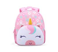 KING CHEER Toddler Backpack Nursery Rucksack for Boys & Girls Soft Neoprene Lightweight Mini Rucksack for Nursery Pre-School(Floral Unicorn)