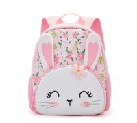 KING CHEER Toddler Backpack Nursery Rucksack for Boys & Girls Soft Neoprene Lightweight Mini Rucksack for Nursery Pre-School(Floral Rabbit)