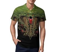 King Cobra Head Men's Golf Polo Shirt Slim-fit T-Shirts Short Sleeve Casual Print Tops L
