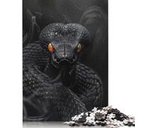 King Cobra in Black Smoke Puzzle for Adults 500 Pieces Wood Puzzles Jigsaw Puzzles for Adults Educational Game Challenge Toy 500pcs (52x38cm)