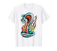 King Cobra Snake Fire Serpent Tattoo Value Graphic T-Shirt, Men, White, L