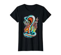 King Cobra Snake Fire Serpent Tattoo Value Graphic T-Shirt, Women, Black, S