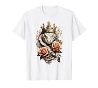 King Cobra Snake x Roses Value Graphic T-Shirt, Men, White, S
