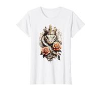 King Cobra Snake x Roses Value Graphic T-Shirt, Women, White, S