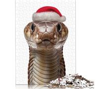 King Cobra with Santa Hat Puzzle 500 Pieces Jigsaws Wood Puzzle Jigsaws Learning Educational Puzzle 500pcs (52x38cm)