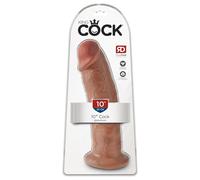 King Cock 10" - Large Suction Cup Dildo (25cm) - Dark Natural