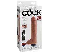King Cock 10" Realistic Ejaculating Dildo (10") - Natural