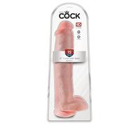 King Cock 15 - 15" Suction Cup Dildo with Balls - Natural