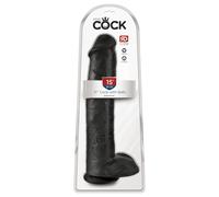 King Cock 15 - Suction Cup, Realistic Dildo (15") - Black