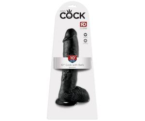 King Cock 25.4 cm Black Dildo with Balls