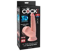 King Cock 6" Triple Density Cock with Swinging Balls Light 19.5 cm
