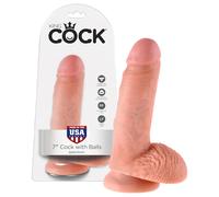 King Cock 7" Realistic Dildo with Balls (18 cm) - Flesh Tone