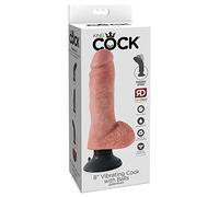 King Cock 8" Vibrating Cock with Balls Light 8 Inch