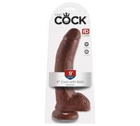 King Cock 9" Brown Dildo with Suction Cup & Balls (23cm)