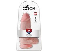 Pipedream Realistic Dildo - King Cock Chubby 9" - Suction Cup with Balls - Natural