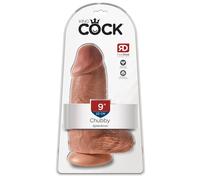 King Cock 9" Chubby Suction Cup Dildo (23cm) - Dark Natural