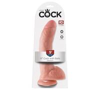 King Cock 9" - large suction cup dildo with balls (23 cm, natural skin tone)