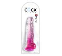 King Cock Clear 8" with Balls - Pink Clear/Pink 8 Inch
