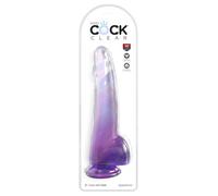 King Cock Clear - Dildo with Testicles 19 CM Purple