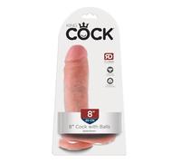 King Cock Flesh Dildo with Balls, 20.3 cm, Flesh