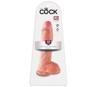 King Cock Flesh Dildo with Balls, 25.4 cm, Flesh