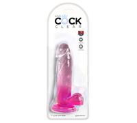 King Cock King Cock Clear 7" with Balls - Pink Clear/Pink 7 Inch