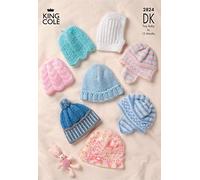 King Cole 2824 Knitting Pattern Baby Hats in King Cole DK