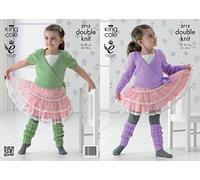 King Cole 3712 DK Childs Ballet Cardigan Leg warmers Knitting Pattern