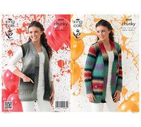 King Cole 3959 Knitting Pattern Cardigan and Waistcoat to Knit in King Cole Riot Chunky