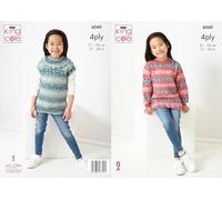 King Cole 4 Ply Knitting Pattern - 6040 Children's Sweater & Pullover