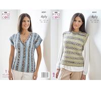 King Cole 4 Ply Knitting Pattern - 6041 Pullover & Top