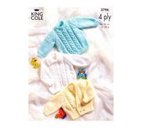King Cole 4 Ply Knitting Pattern Kids Cable Knit Jacket Cardigan & Sweater 2796