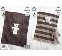 King Cole 4005 Knitting Pattern Baby Blankets and Teddy Bear Toy