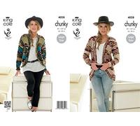 King Cole 4028 Knitting Pattern Ladies Cardigans to knit in King Cole Big Value Multi Chunky
