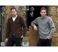 King Cole 4034 Knitting Pattern Mens Sweater and Cardigan in King Cole Chunky Tweed