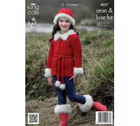 King Cole 4057 Knitting Pattern Jacket Gilet Boot Toppers Hat and Headband to knit in King Cole Merino Aran and Luxe Fur