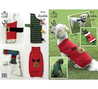 King Cole 4115 Knitting Pattern Christmas Dog Coats Knit in King Cole DK,Multicolor,XXL