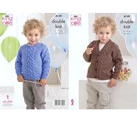 King Cole 4149 Knitting Pattern Childs Sweater and Cardigan to Knit in Comfort DK, 20" - 30"