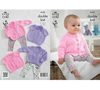 King Cole 4152 Knitting Pattern Baby Cardigans to Knit in Baby DK, 12" - 22"