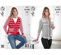 King Cole 4164 Knitting Pattern Cardigan Sweater and Scarf to Knit in Smooth DK