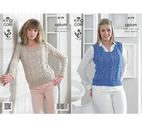King Cole 4179 Knitting Pattern Slipover and Sweater to Knit in King Cole Opium