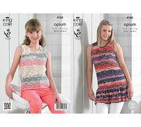 King Cole 4185 Knitting Pattern Summer Tops with and Without Frill to Knit in Opium Palette