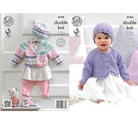 King Cole 4194 Knitting Pattern Baby Cardigans and Hat to Knit in King Cole Cherished and Cherish DK