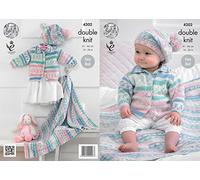 King Cole 4202 Knitting Pattern Babies Cardigan Blanket and Beret to Knit in Cherish DK