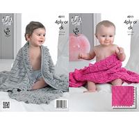 King Cole 4211 Knitting Pattern Baby Shawls to Knit in 4 Ply or DK