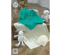 King Cole 4223 Knitting Pattern Leaflet Baby Cardigan, Hat and Blanket to Knit in Comfort Aran
